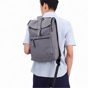 Alfani Macys Men's Roll Top Backpack Grey Laptop Carry On Travel Bag